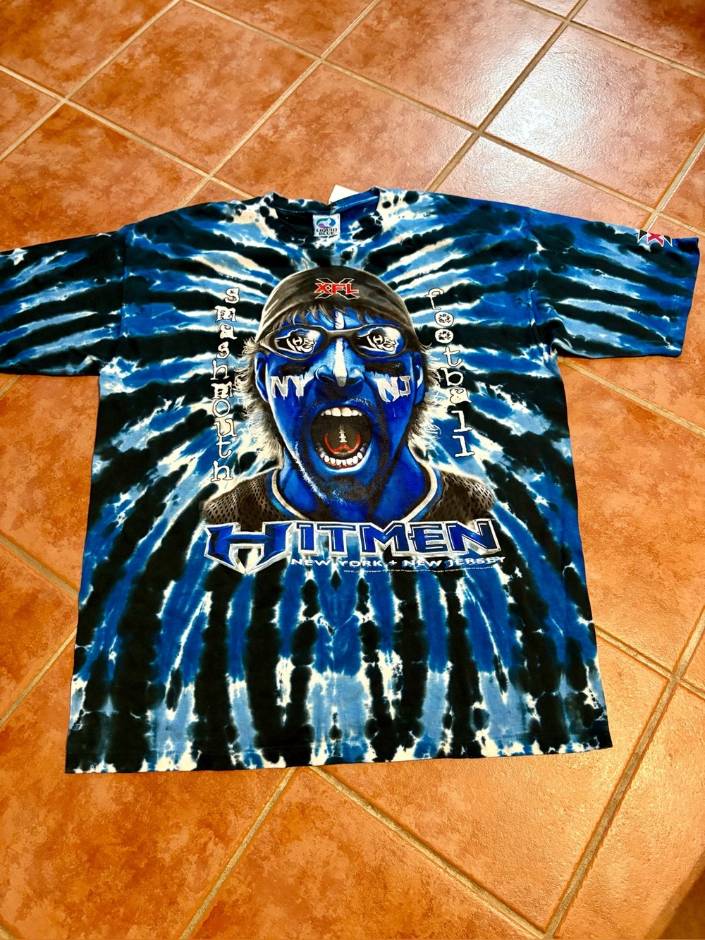 Original XFL New York New Jersey Hitmen Tie Dye Painted Face Shirt XXL NEW